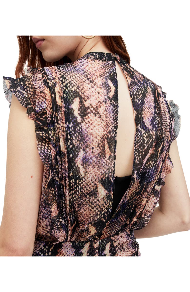 AllSaints Hali Tahoe Print Metallic Stripe Minidress, Alternate, color, Tan Brown