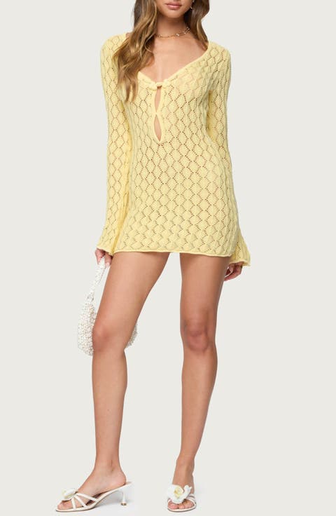 Brie Open Stitch Long Sleeve Mini Sweater Dress