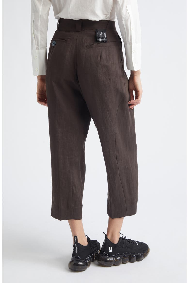 Crop Linen Straight Leg Pants, Alternate, color, BROWN