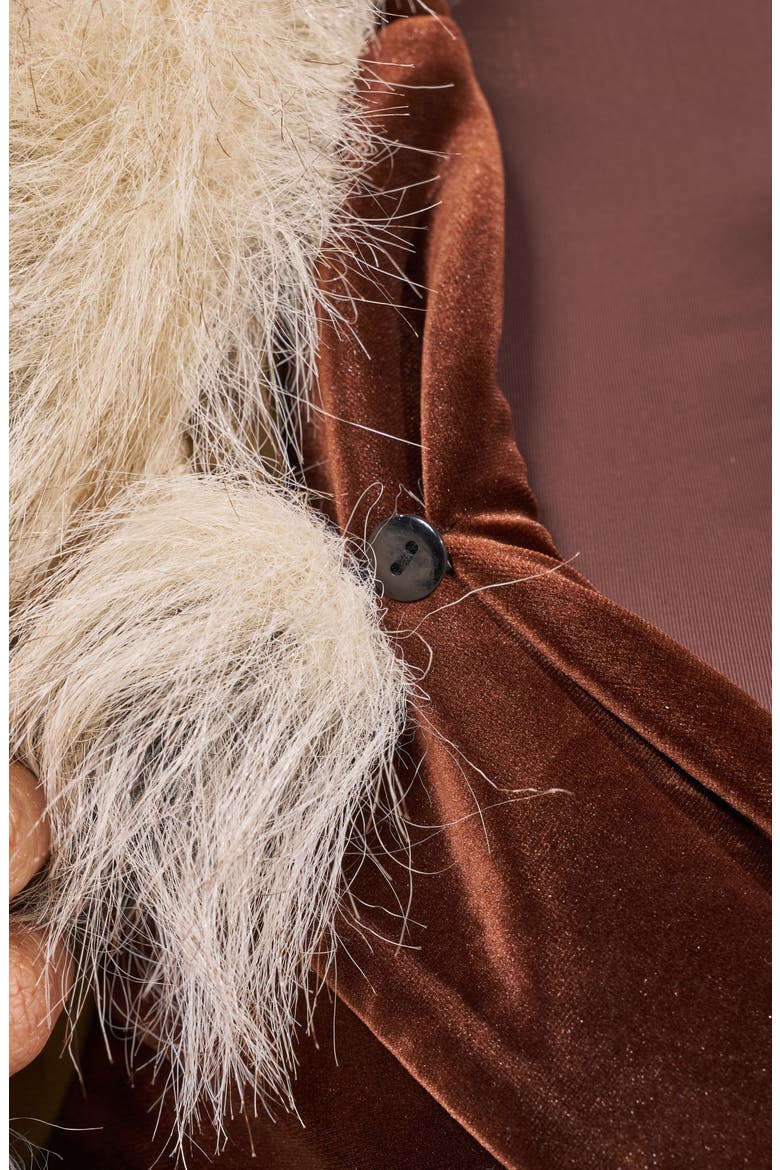 Elaris Velvet Blazer with Faux Fur Collar, Alternate, color, CHOCOLATE