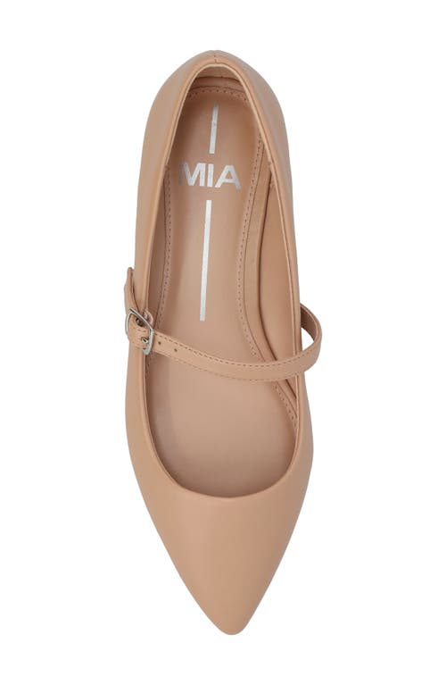 Mia Aviba Mary Jane Pointed Toe Flat In Beige