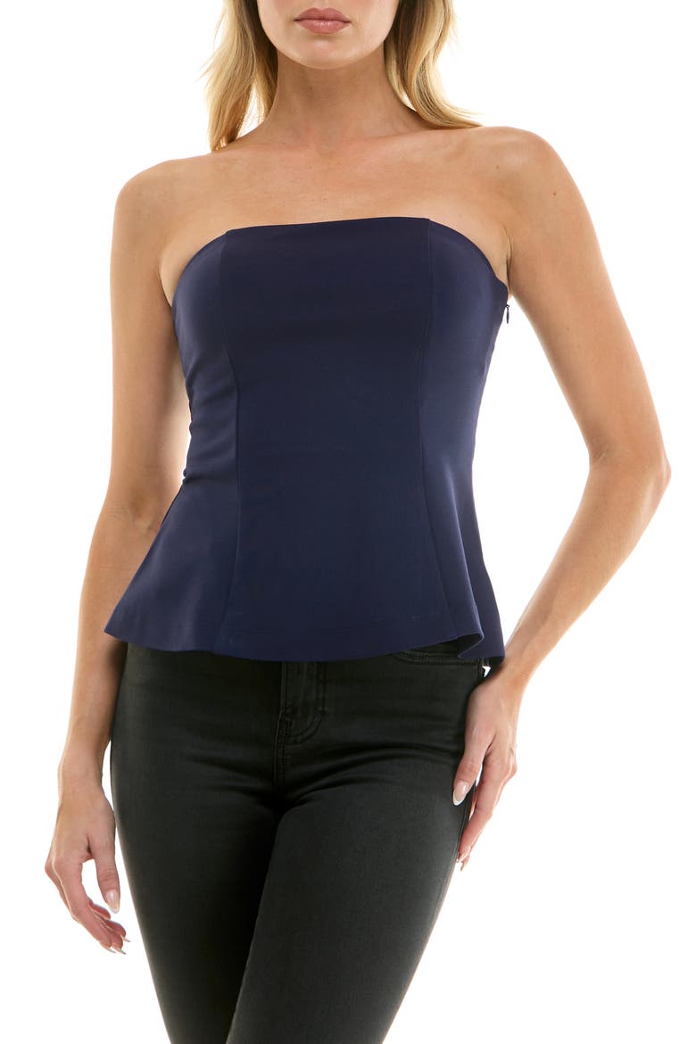 Peplum Tube Top, Main, color, NAVY