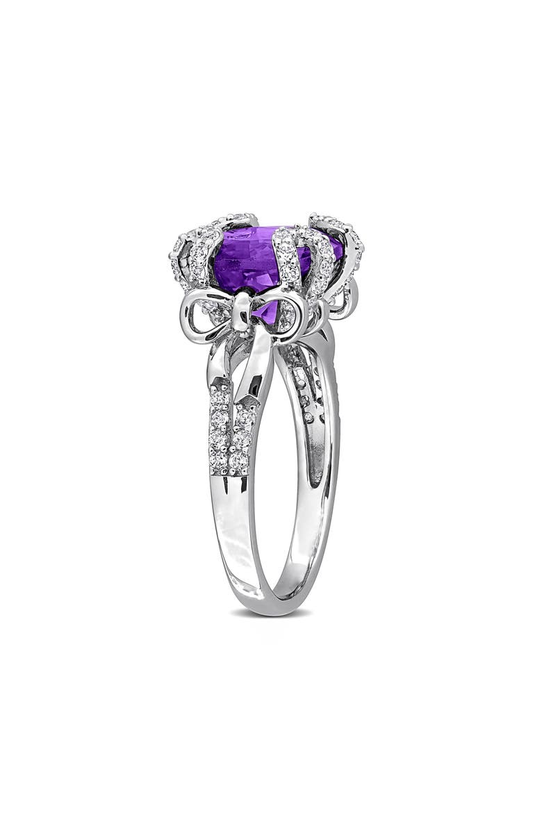 DELMAR Sterling Silver Cushion Cut Amethyst & White Topaz Ring, Alternate, color, Purple