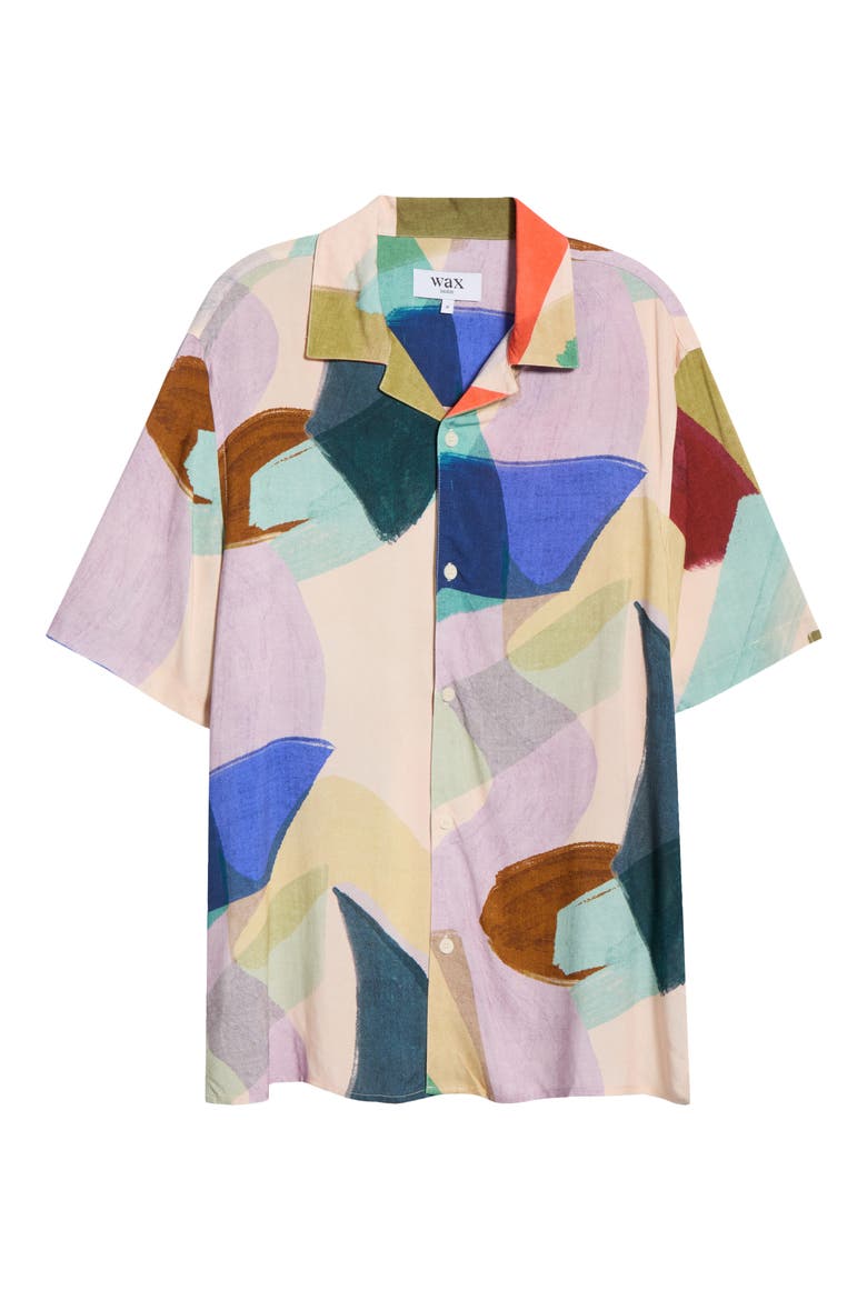 Didcot Painted Shapes Camp Shirt, Alternate, color, GREEN MULTI
