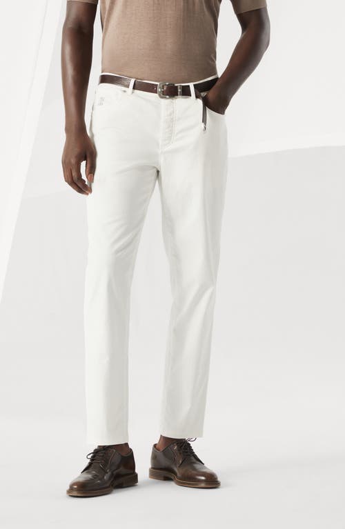 Brunello Cucinelli Gabardine Garment Dyed Trousers In Ecru