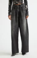 R13 Pleated Waistband Wide Leg Jeans
