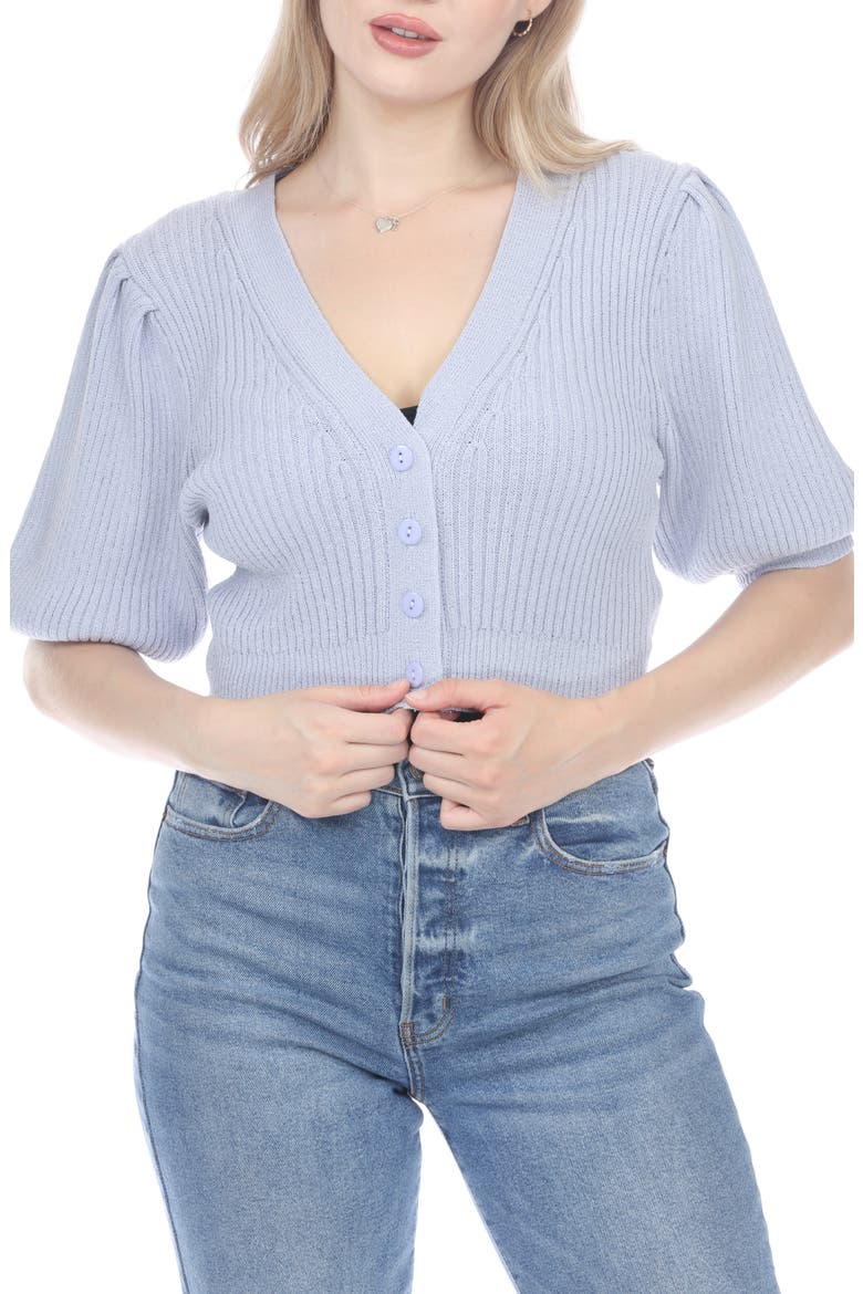 Puff Sleeve Cardigan, Main, color, LAVENDER