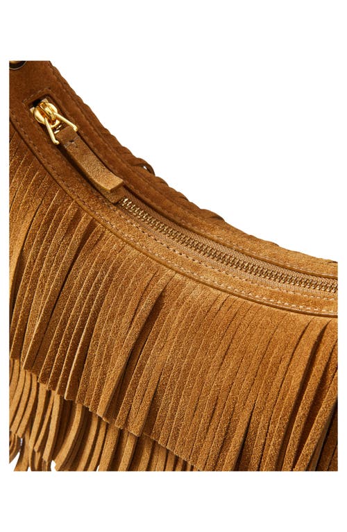 Veronica Beard Small Fortune Fringe Suede Shoulder Bag In Brown