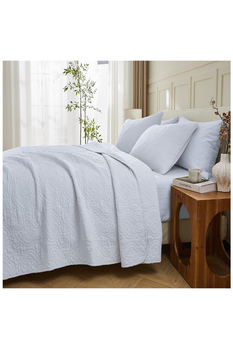 Flavia Cotton Stitched Quilt, Main, color, BRIGHT WHITE