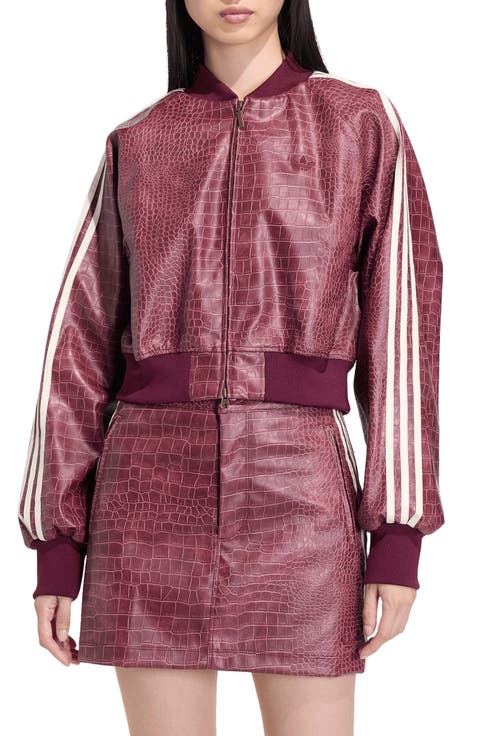 SST Croc Embossed Faux Leather Track Jacket