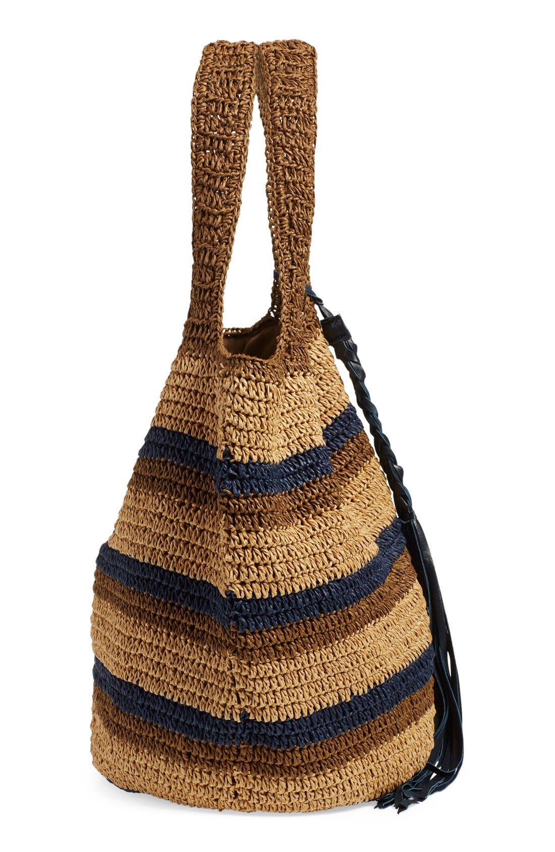 Caslon<sup>®</sup> Stripe Crochet Straw Shoulder Bag, Alternate, color, 