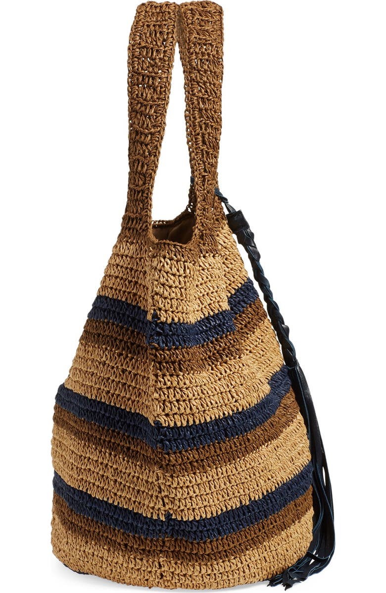 Caslon<sup>®</sup> Stripe Crochet Straw Shoulder Bag, Alternate, color,