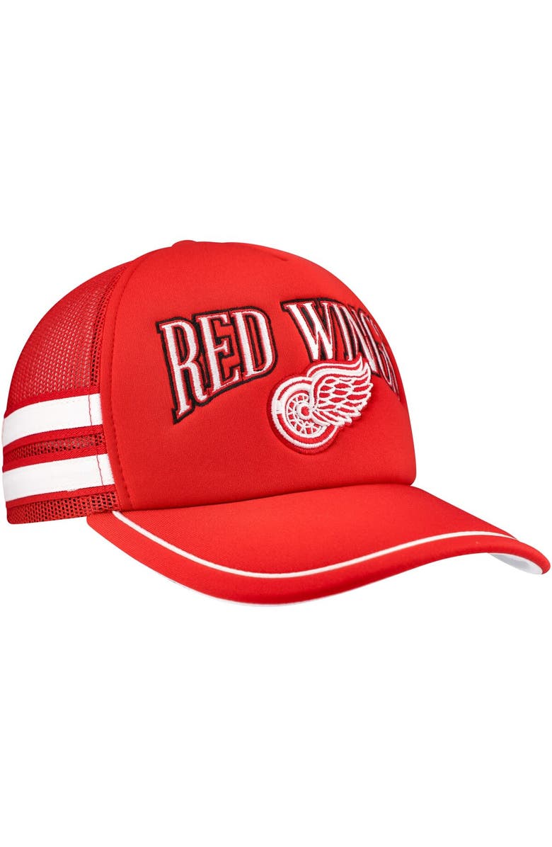 '47 Men's '47 Red Detroit Red Wings Sideband Stripes Trucker Snapback Hat, Alternate, color, Red