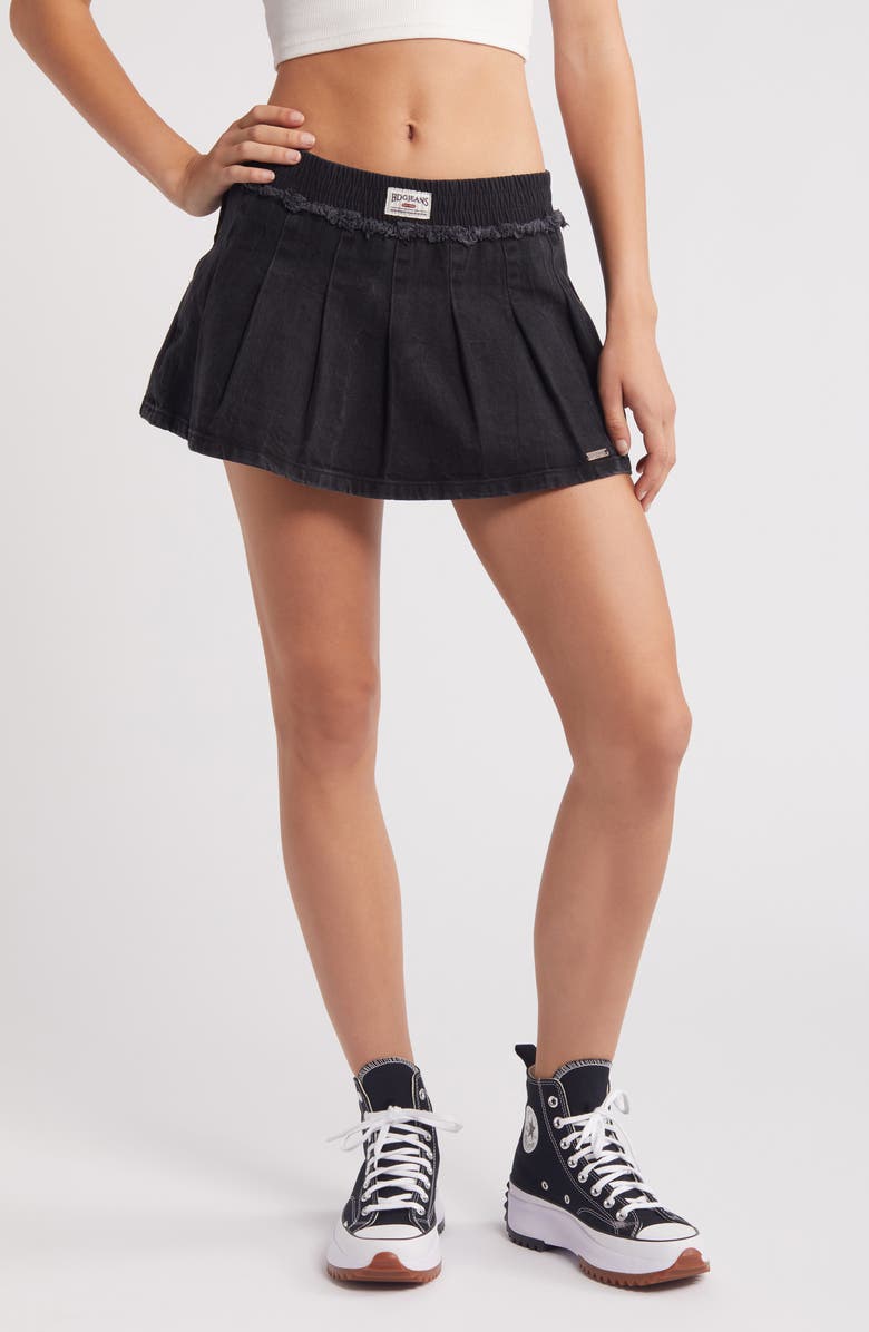 BDG Urban Outfitters Alexandra Pleated Denim Miniskirt, Main, color, Black Denim