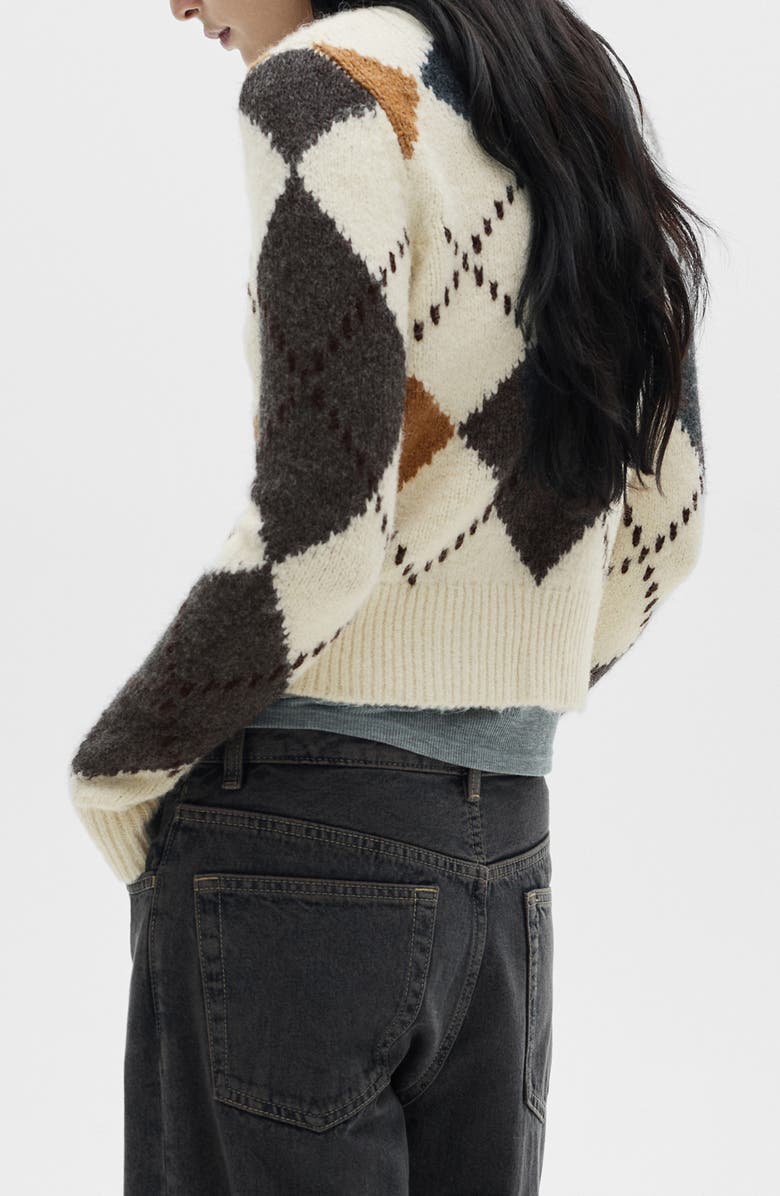 MANGO Argyle V-Neck Sweater, Alternate, color, 