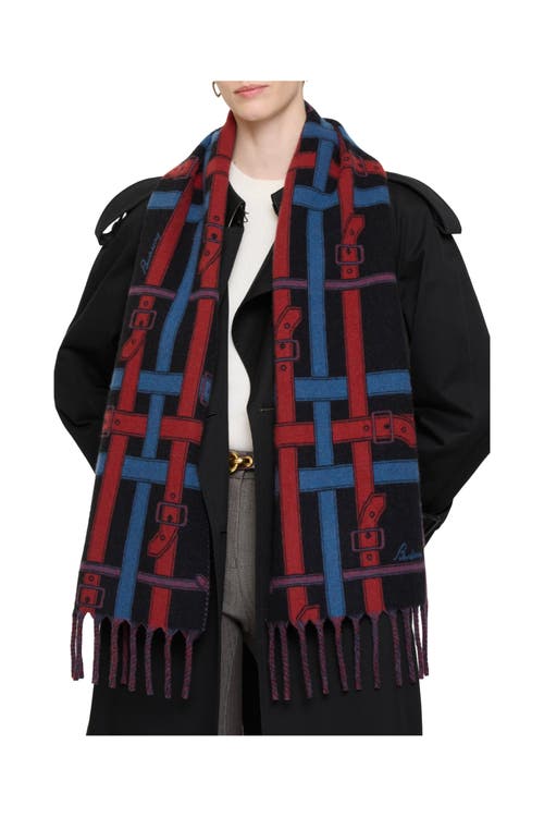 Burberry Belt Check Cashmere Scarf In Blue