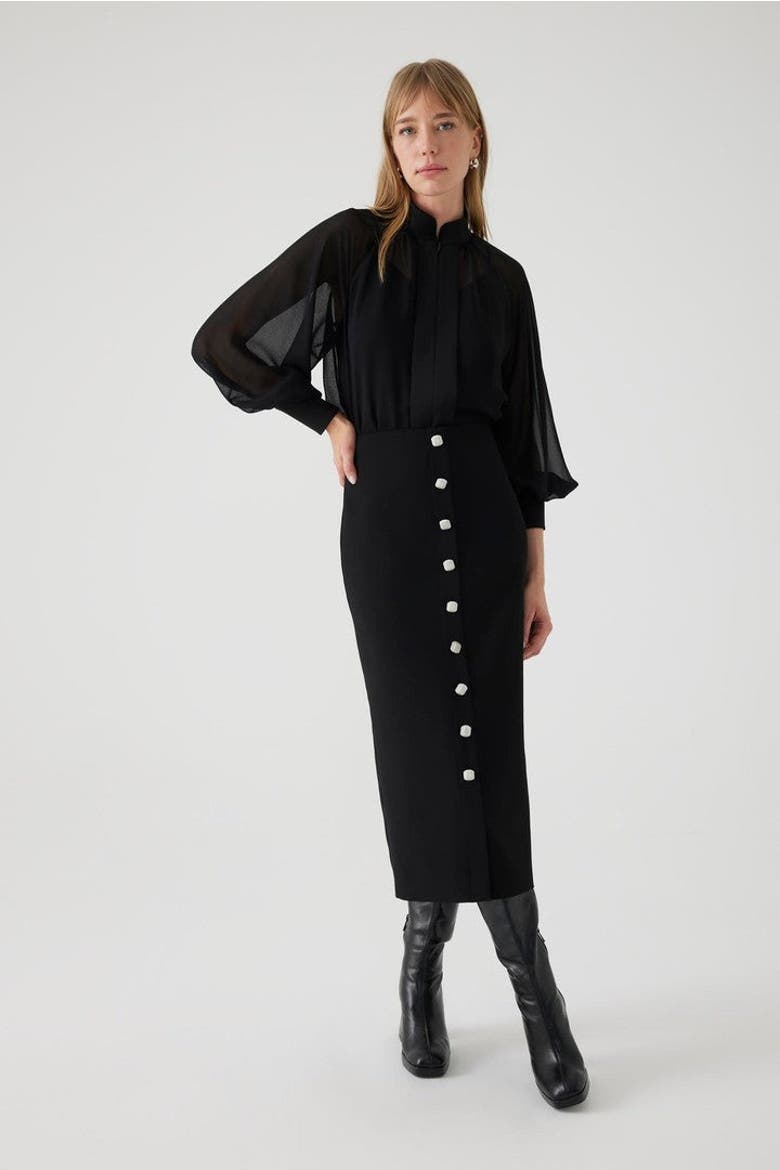 Alibeth  Midi Pencil Skirt, Alternate, color, BLACK