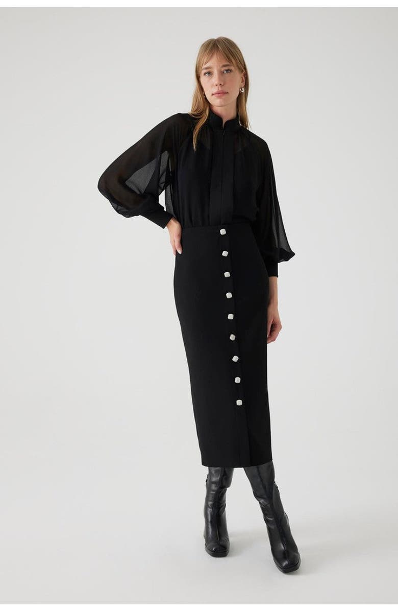 Exquise Alibeth  Midi Pencil Skirt, Alternate, color, Black