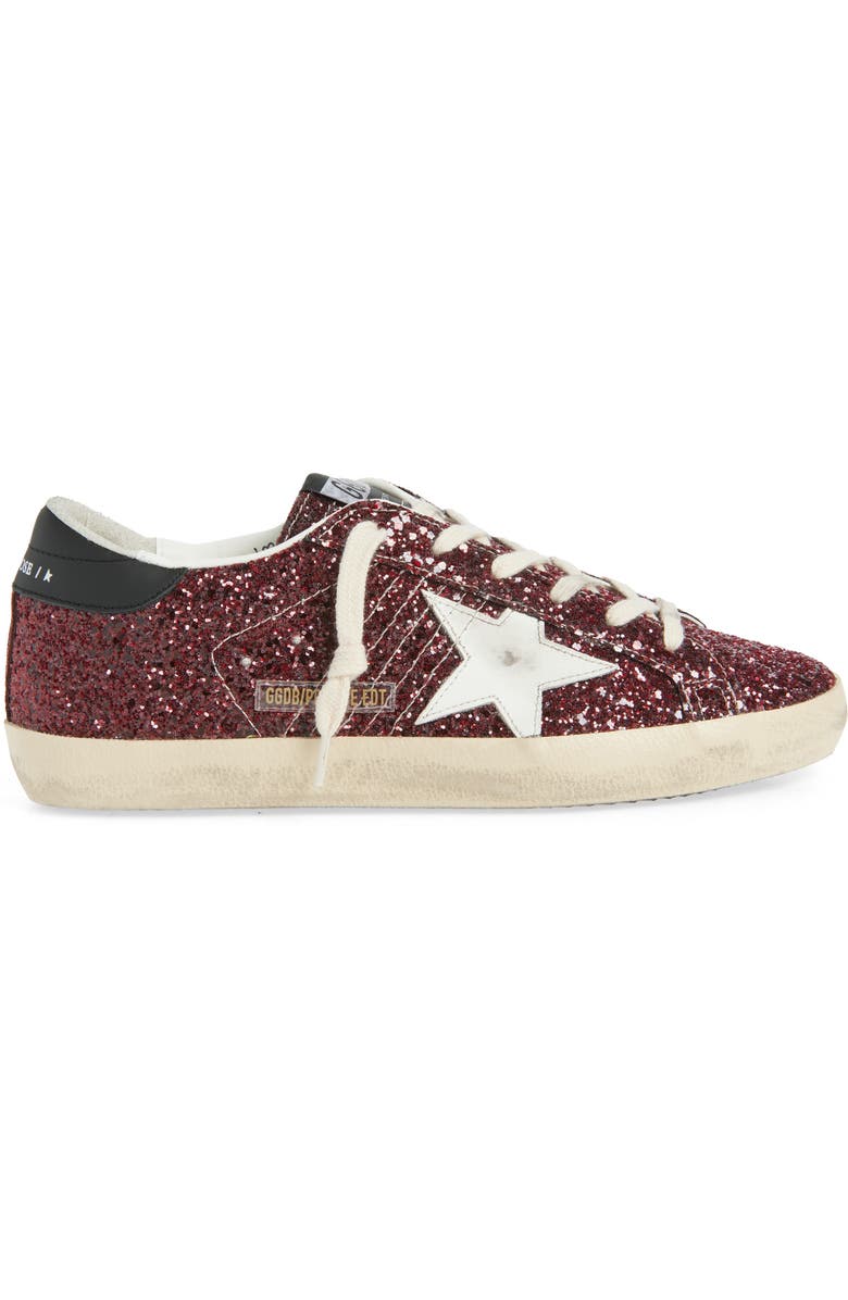 Golden Goose Super-Star Glitter Low Top Sneaker, Alternate, color, Bordeaux/ White/ Black