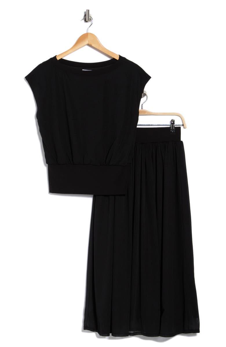 Gemma + Jane Knit Top & Midi Skirt Set, Alternate, color, Black