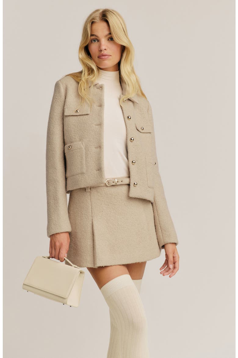 Rory Wool Blend Miniskirt, Alternate, color, BEIGE