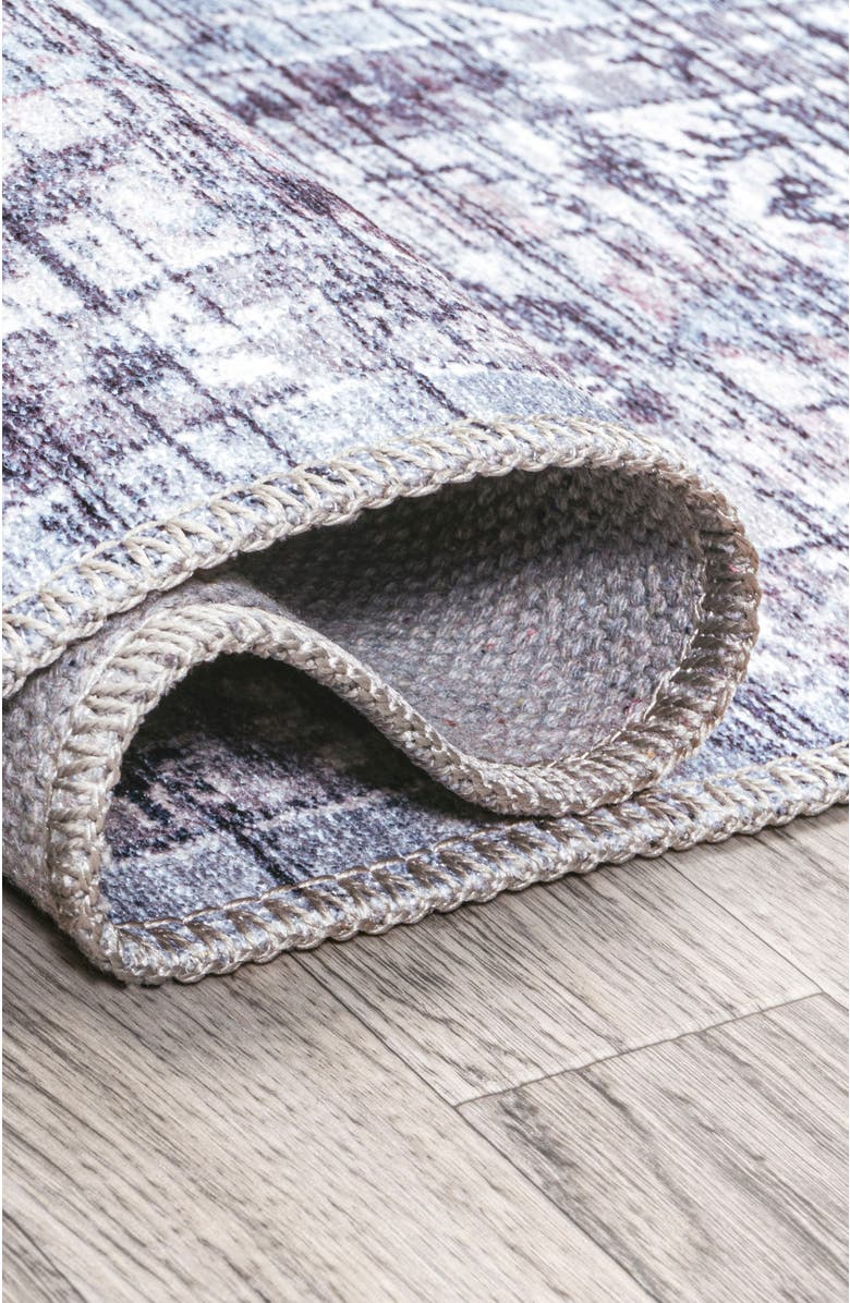 JONATHAN Y Didim Boho Medallion Machine-Washable Round Area Rug, Alternate, color, Gray/Purple