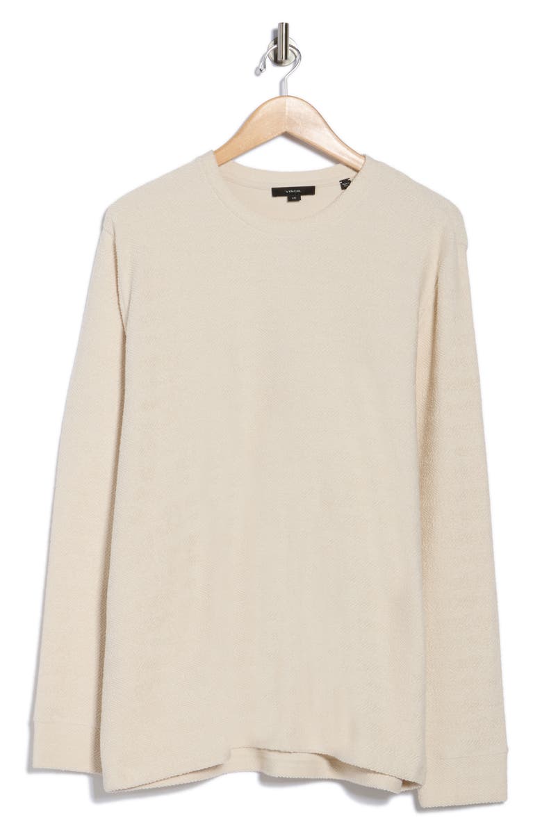 Vince Herringbone Cotton French Terry Sweatshirt, Alternate, color, Bone