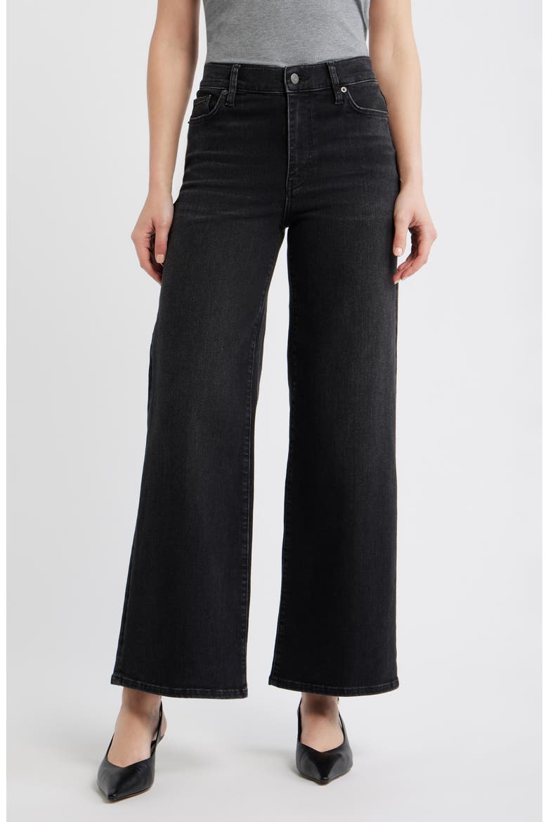 Le Slim Palazzo High Waist Wide Leg Jeans, Main, color, BLACK