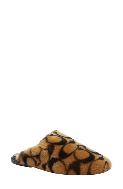 Signature Monogram Genuine Shearling Slipper (Women)