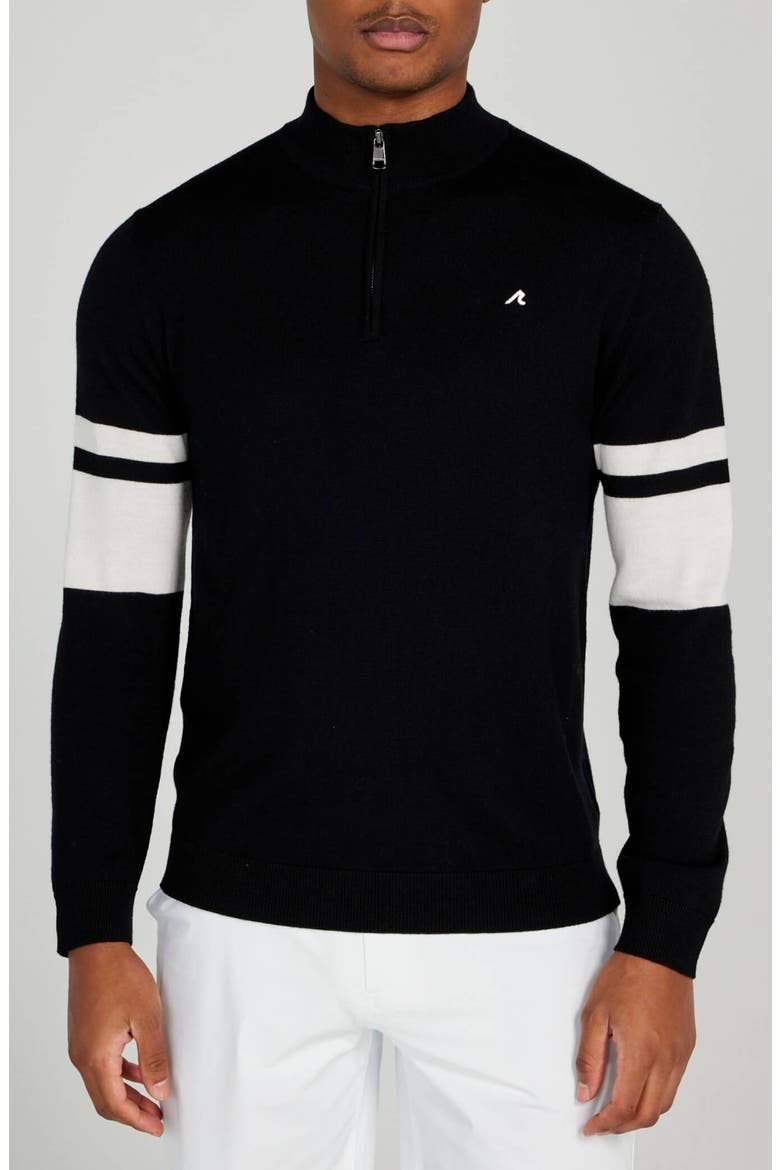 Stayner Stripe Merino Wool Quarter Zip Sweater, Main, color, TUXEDO