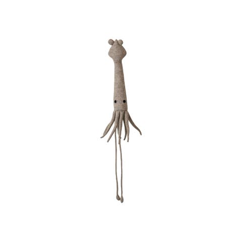 Handmade Wool Felt Squid Wall Hanging, Grey and Black