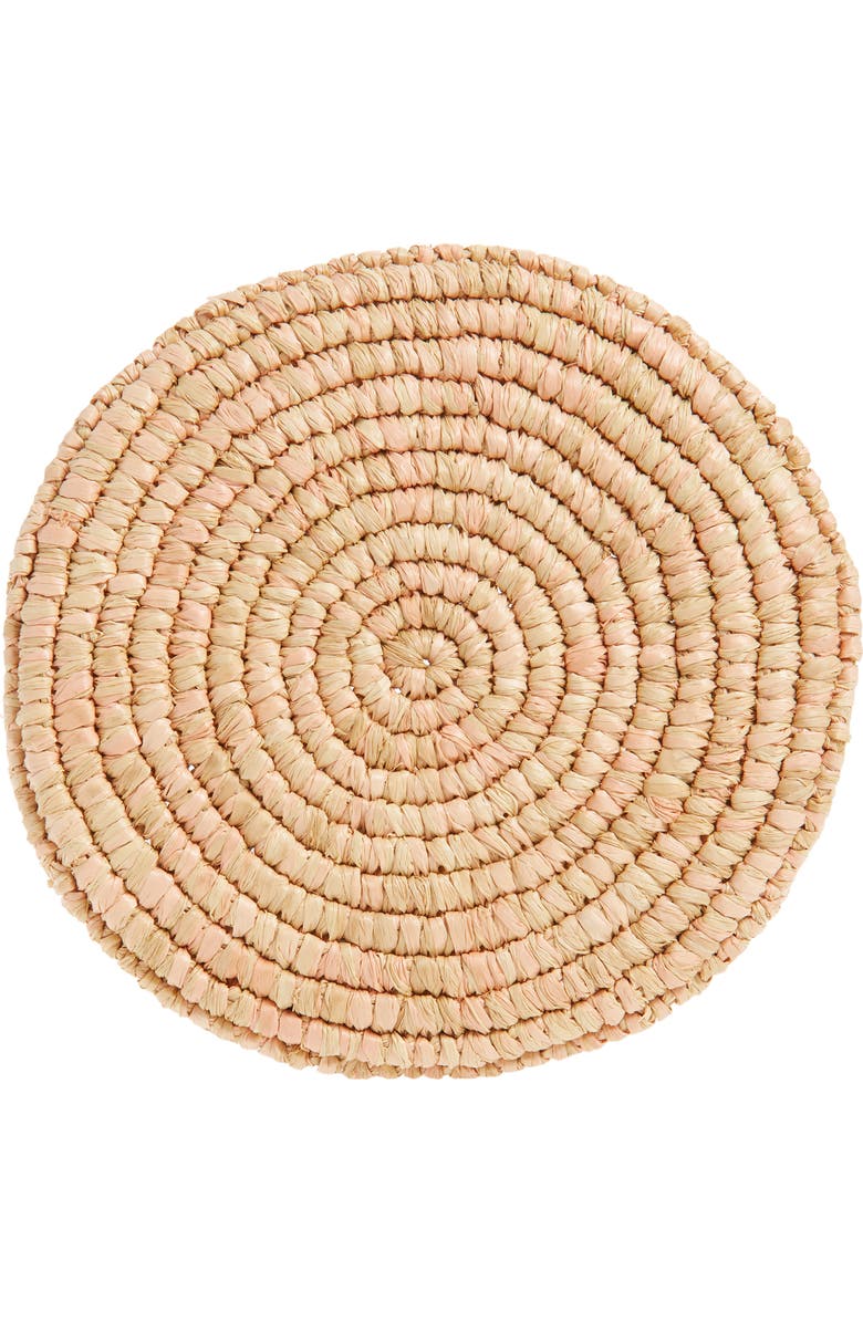 Rabanne 1969 Medium Raffia Bucket Bag, Alternate, color, Peach/ Gold