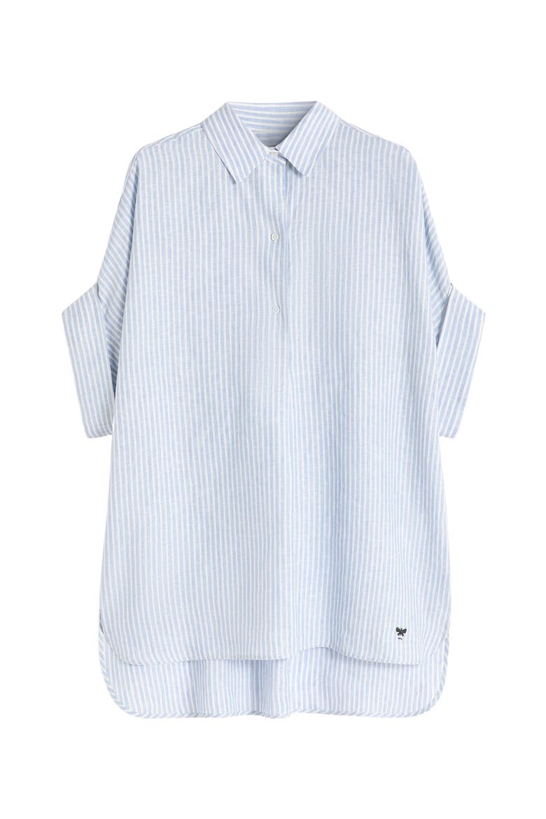 Verve Stripe Linen Top, Alternate, color, LIGHT BLUE