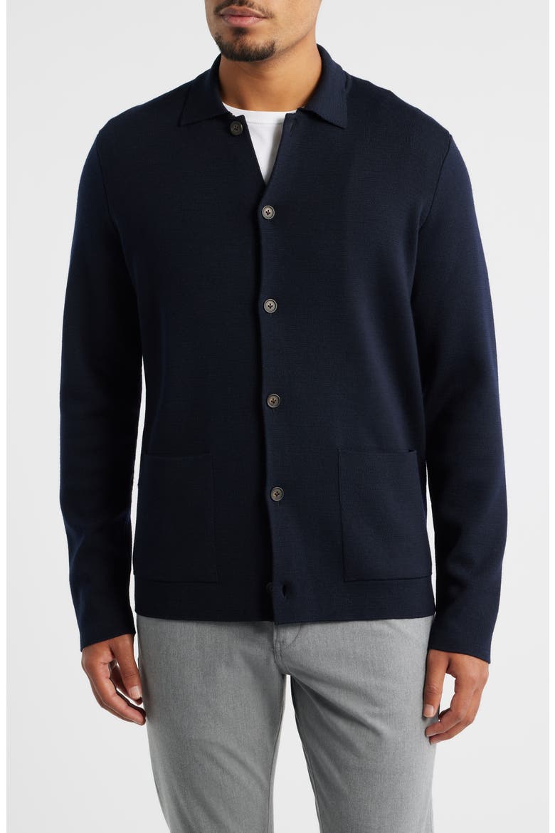 Milano Stitch Merino Wool Cardigan, Alternate, color, NAVY