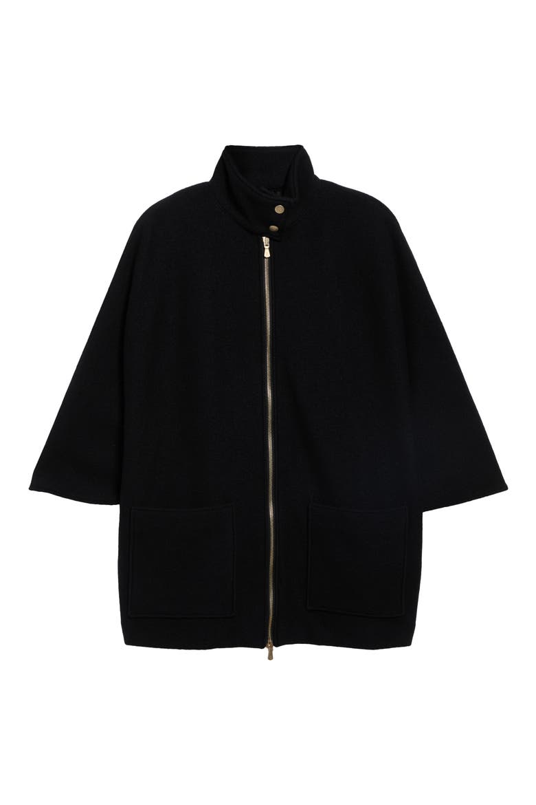 Full Zip Wool Coat, Main, color, 22 BLACK