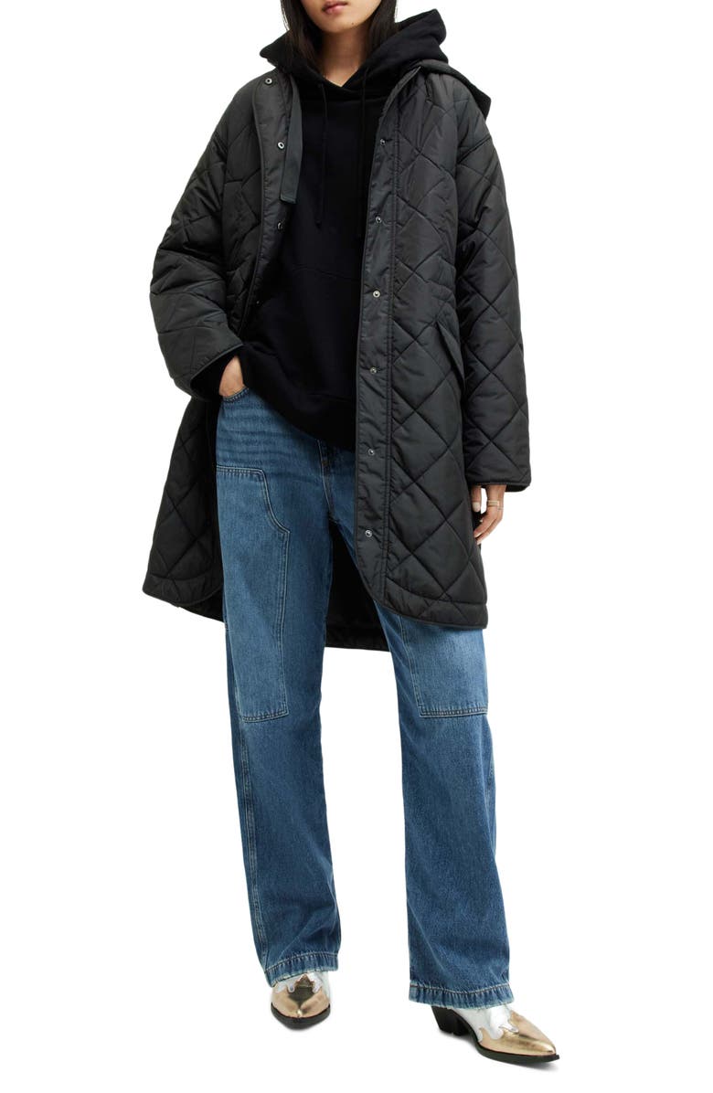 AllSaints Rina Relaxed Fit Quilted Liner Coat, Alternate, color,