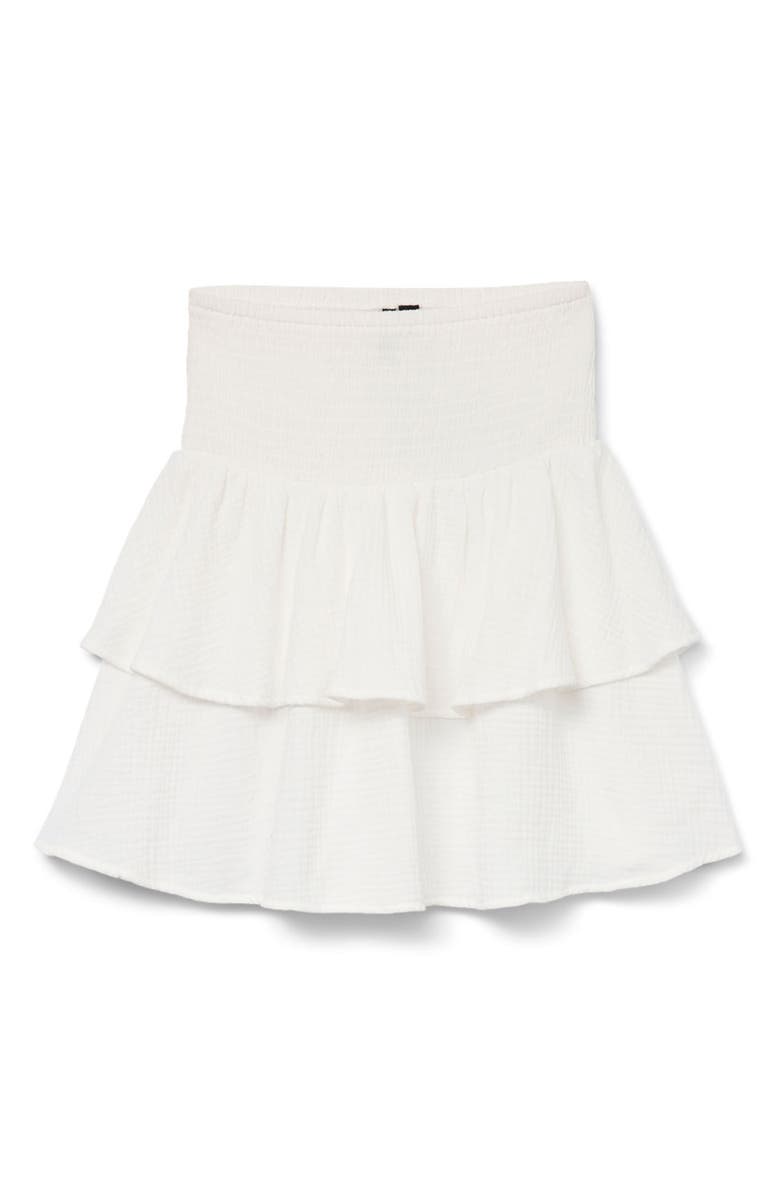 VERO MODA Natali Tiered Smocked Waist Miniskirt, Alternate, color, Snow White