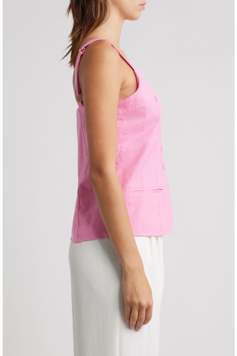 Laurent Cotton & Linen Button-Up Top, Alternate, color, PINK