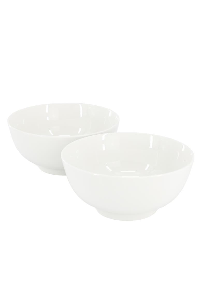 2 Piece 6.9 Inch Fine Ceramic Noodle Bowl Set, Main, color, White