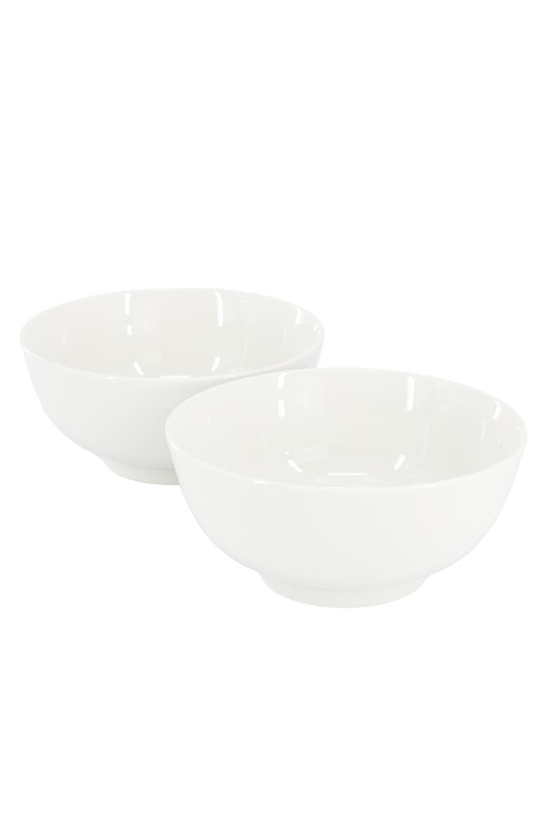 Gibson Home Great Essentials 2 Piece 6.9 Inch Fine Ceramic Noodle Bowl Set, Main, color, White