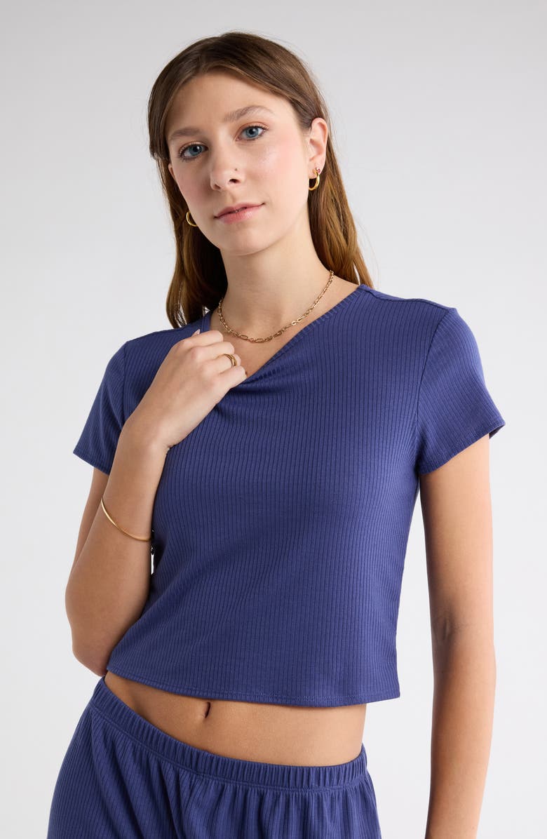 Abound Ribbed Shortie Pajamas, Alternate, color, Blue Cobalt