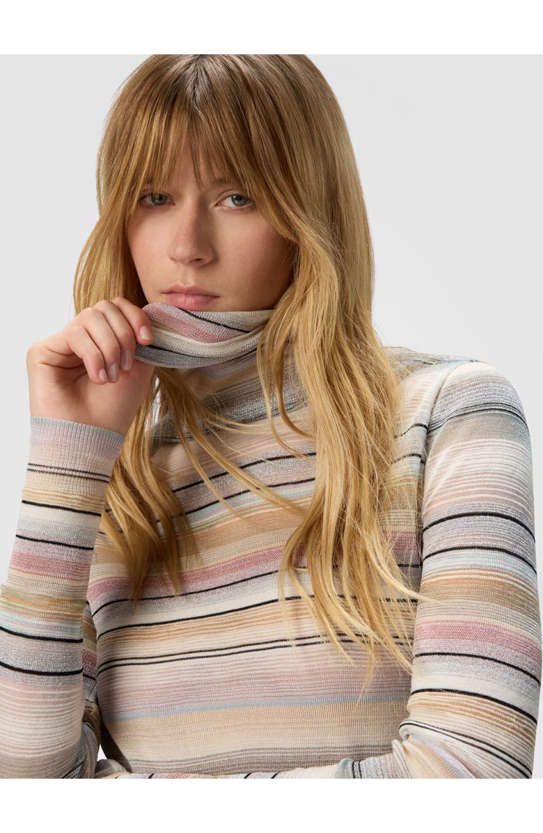 Missoni Striped High-neck Sweater, Alternate, color, Beige & Pink