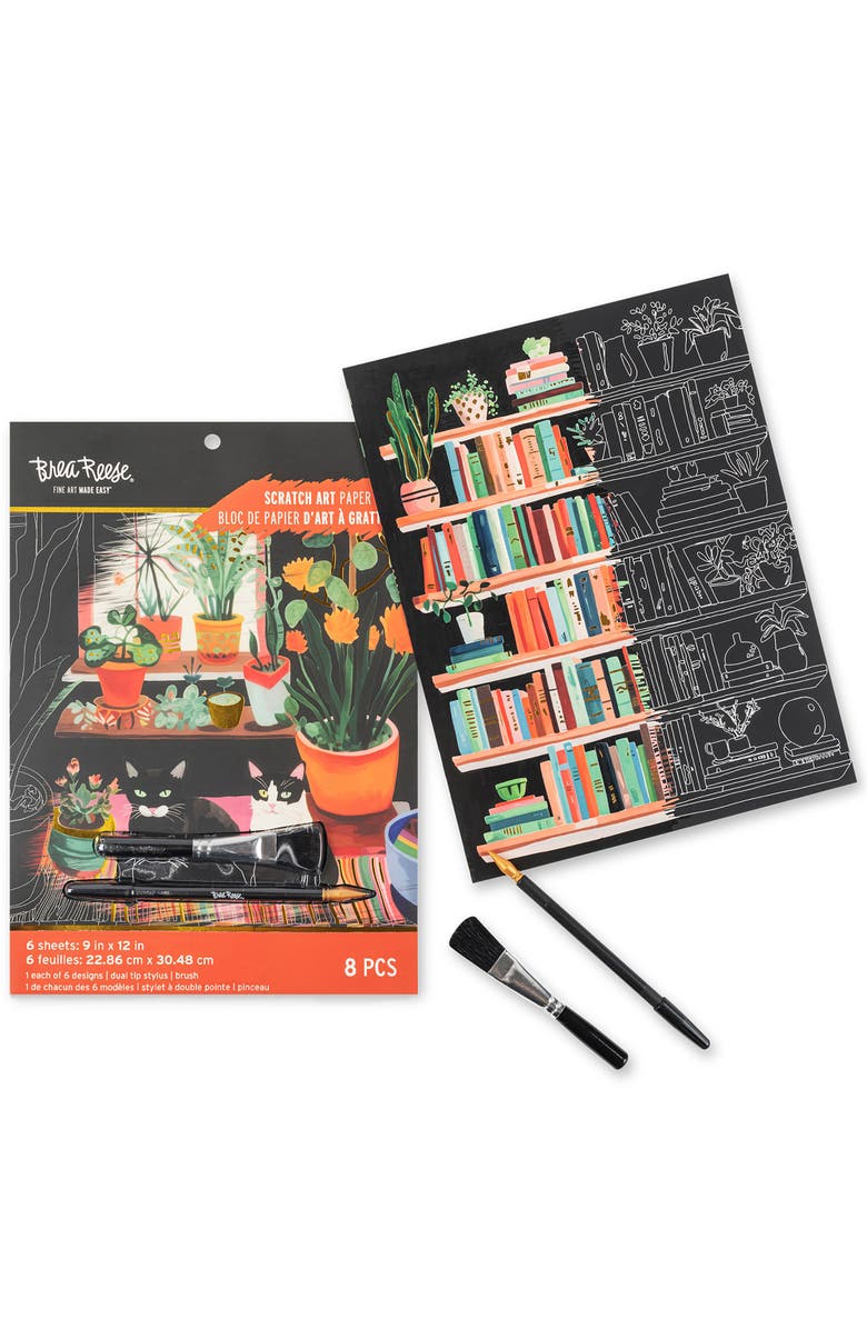 Brea Reese Scratch Art Paper Pad, Cats, Alternate, color, Multicolored