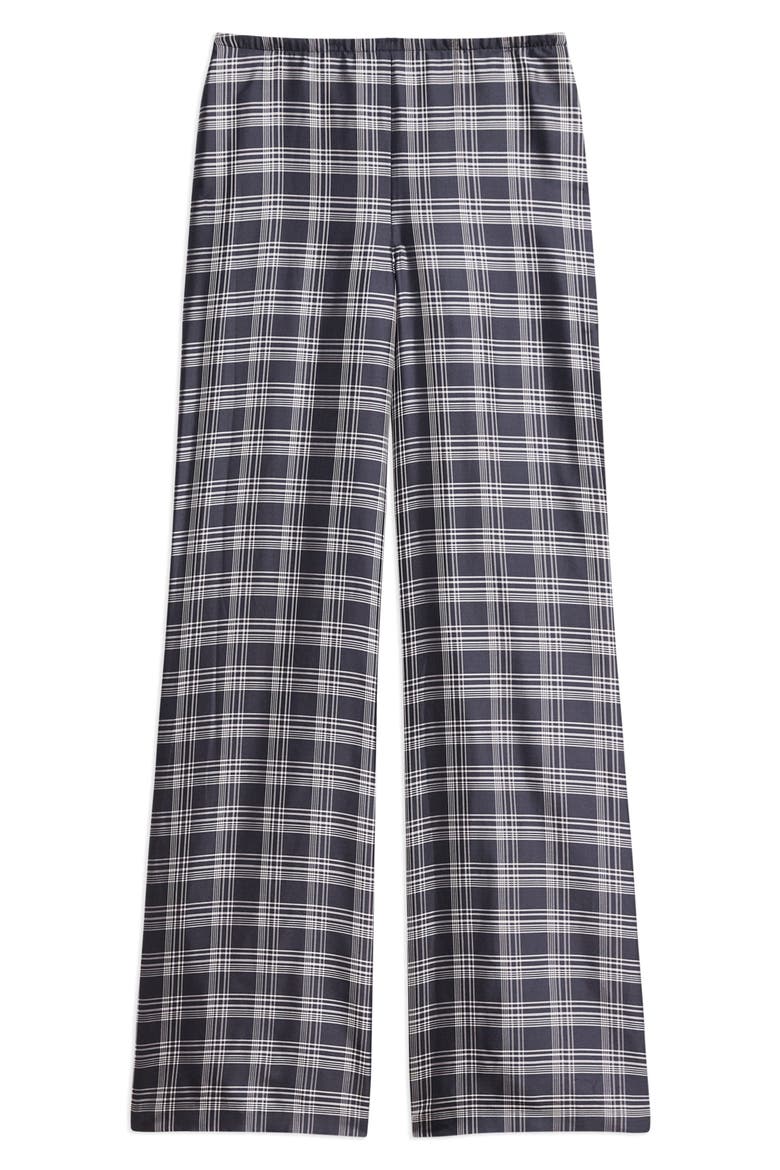Fluid Plaid High Waist Straight Leg Silk Pants, Alternate, color, NAVY MULTI