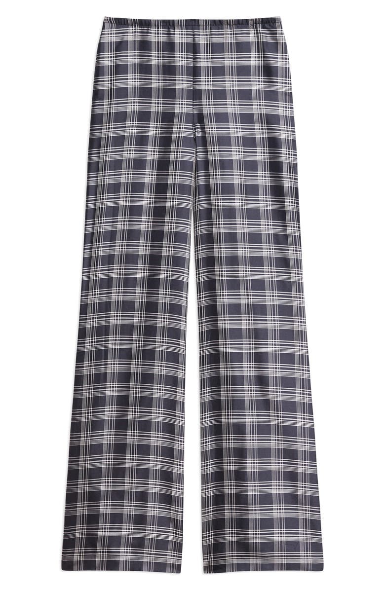 Theory Fluid Plaid High Waist Straight Leg Silk Pants, Alternate, color, Navy Multi