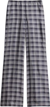 Theory Fluid Plaid High Waist Straight Leg Silk Pants