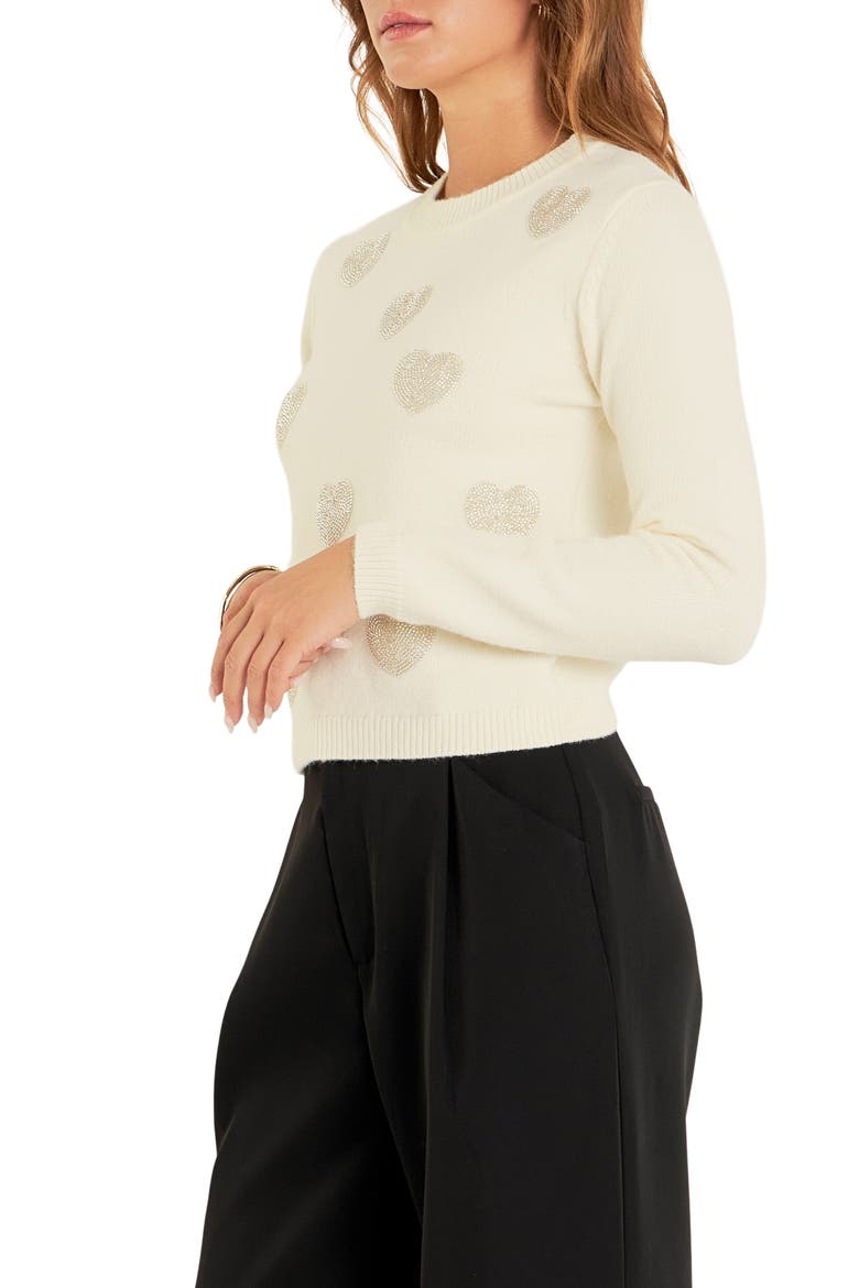Silver Heart Sweater, Alternate, color, OFF WHITE