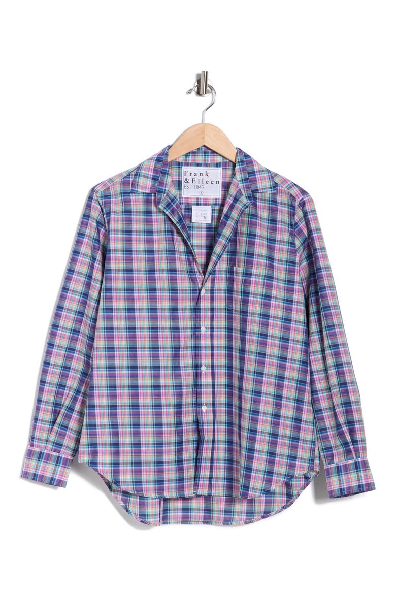 Relaxed Fit Cotton Button-Up Shirt, Alternate, color, PINK BLUE YELLOW PLAID