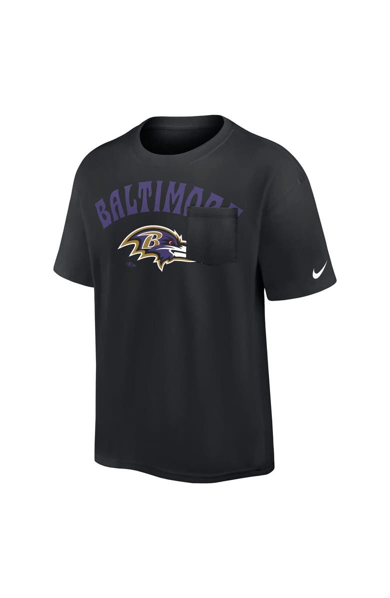 Nike Men's Nike Black Baltimore Ravens Rewind Heavy Max 90 Pocket T-Shirt, Alternate, color, Black