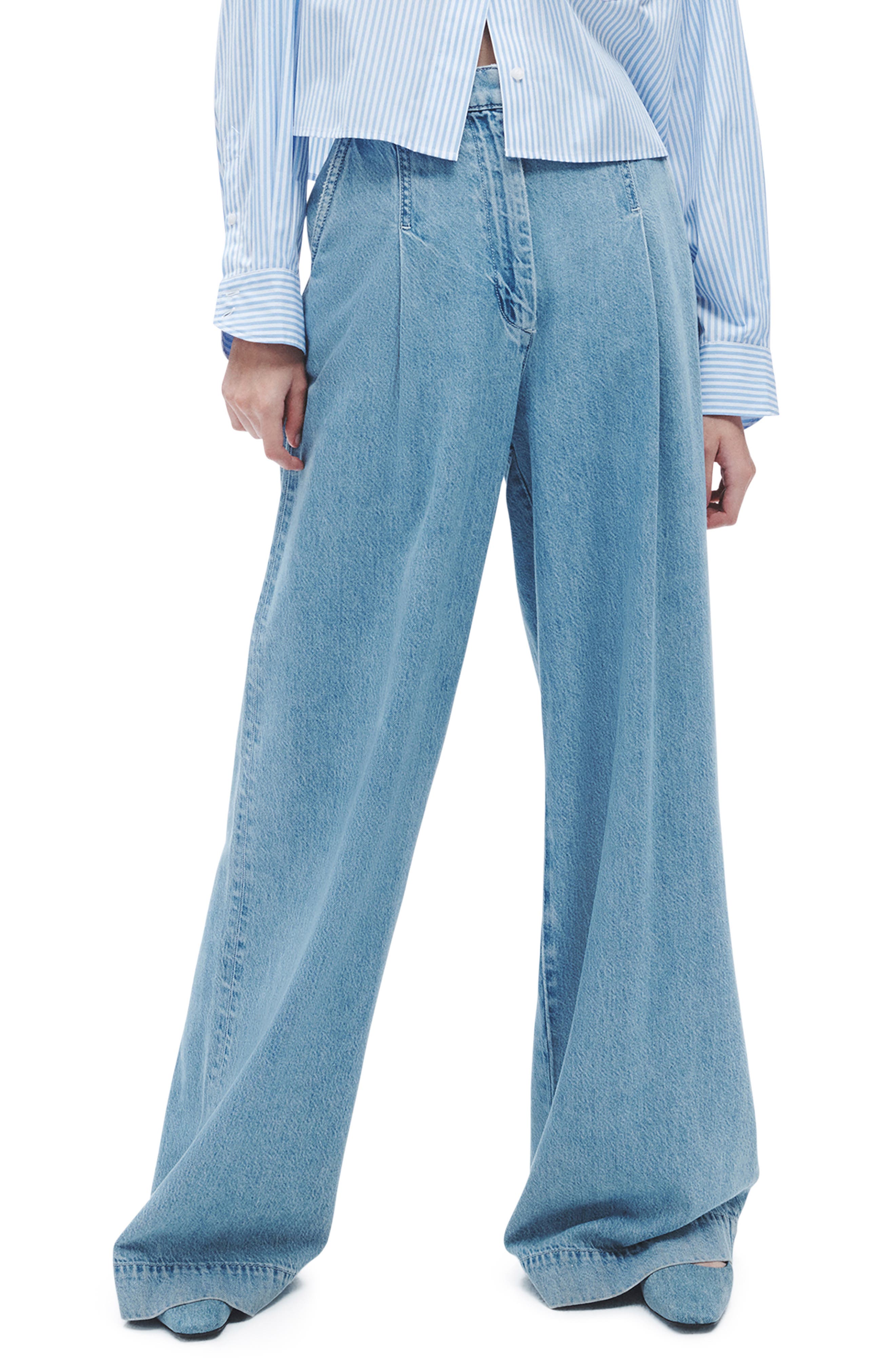 rag & bone Abigale Featherweight Pleated High Waist Baggy Jeans